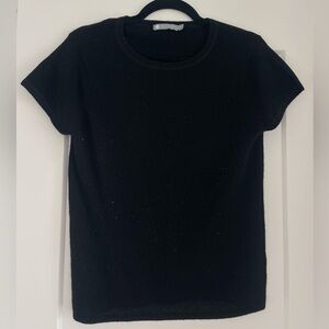 Short Sleeve Crew Neck 100% Cashmere Sweater with sparkle